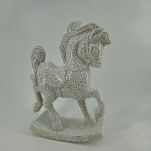 Vintage Art Deco German Pottery Crackle Glaze Style Rocking Horse Ceramic Porcel